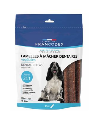 Francodex Dental Chews 15szt. - przysmaki dentystyczne dla psów średniej wielkości, usuwające kamień i brzydki zapach z pyska