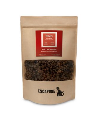 Escapure Trockenfutter Rind mit Geflügel - pełnoporcjowa sucha karma dla dorosłych kotów, wołowina z drobiem - 600g