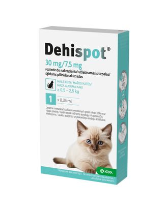 Dehispot 30mg/7,5mg - krople dla kota na pasożyty wewnętrzne, dla kotów o wadze 0,5-2,5kg