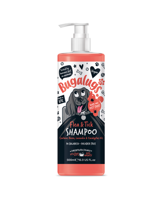 Bugalugs Flea & Tick Shampoo - szampon przeciw pchłom i kleszczom dla psa, z olejkiem Neem - 500ml