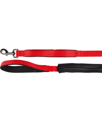Flamingo Leash Kayga Red - nylonowa smycz dla psa, z elastyczną saszetką i 2 uchwytami, czerwona, 160cm/25mm