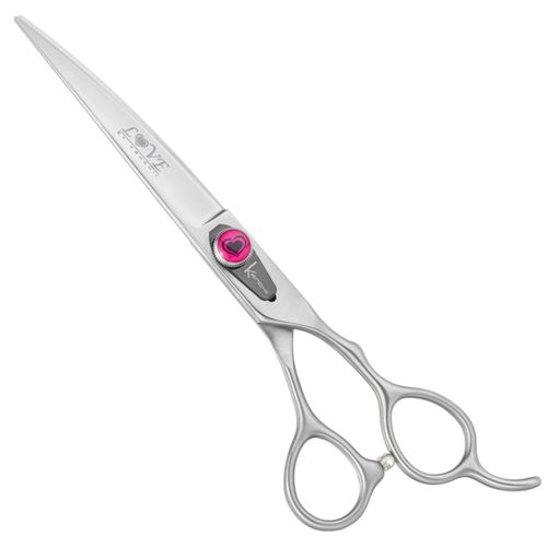 Kenchii Love Curved Scissors - profesjonalne nożyczki groomerskie z ergonomicznym uchwytem, gięte