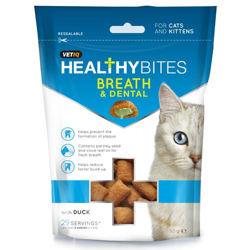 VetIQ Healthy Bites Breath & Dental 65g - przysmaki dla kotów, oddech i zęby