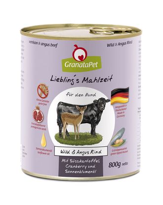 GranataPet Venison &amp; Angus Beef - bezzbożowa mokra karma dla psa, dziczyzna i wołowina - 800g