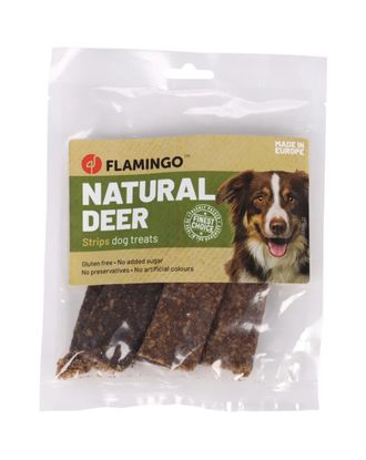 Flamingo Natural Deer 100g - naturalne przysmaki dla psa, paski z jelenia