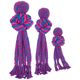 KONG Wubba Weaves with Rope Purple - piszcząca zabawka dla psa ze sznurka, z plecionymi ogonami i kulą, fioletowa