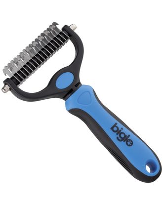 Biglo Large Undercoat Rake Blue - trymer hakowy dwustronny dla psa i kota, niebieski