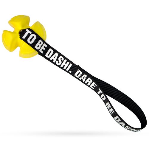 Dashi Yellow TPR Ball 8cm - gumowy szarpak dla psa, z uchwytem taśmowym