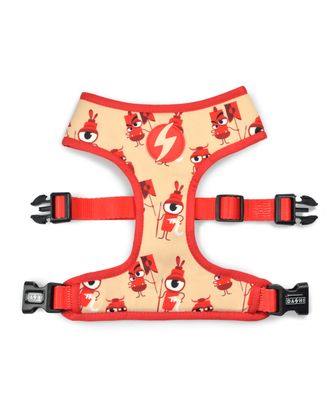Dashi Tribes Neo Mesh Harness - bezuciskowe, dwustronne szelki dla psa, z neoprenu, wzór z walecznymi stworkami
