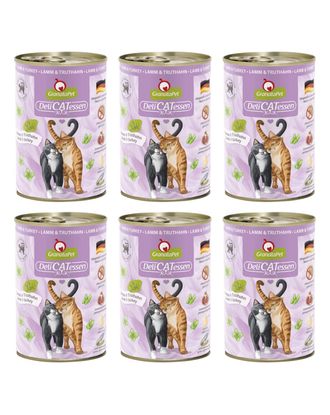 GranataPet DeliCatessen Lamb & Turkey - bezzbożowa mokra karma dla kota, jagnięcina i indyk - 6x 400g