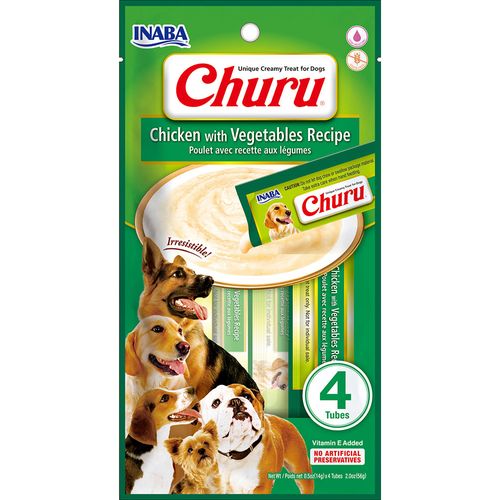 Inaba Creamy Churu Dog Treats 4x14g - kremowy przysmak dla psa, kurczak i warzywa
