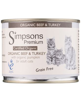 Simpsons Premium Cat Organic Beef & Turkey - bezzbożowa mokra karma dla kota, wołowina, indyk, dynia