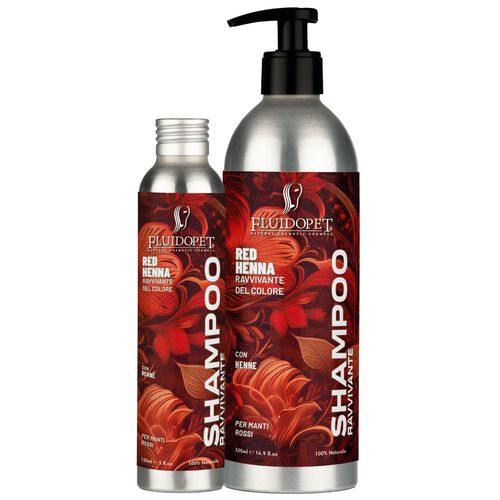 FluidoPet Henna Natural Shampoo - profesjonalny szampon podbijający czerwony, rudy, mahoniowy, złoty, brązowy kolor sierści, koncentrat 1:20