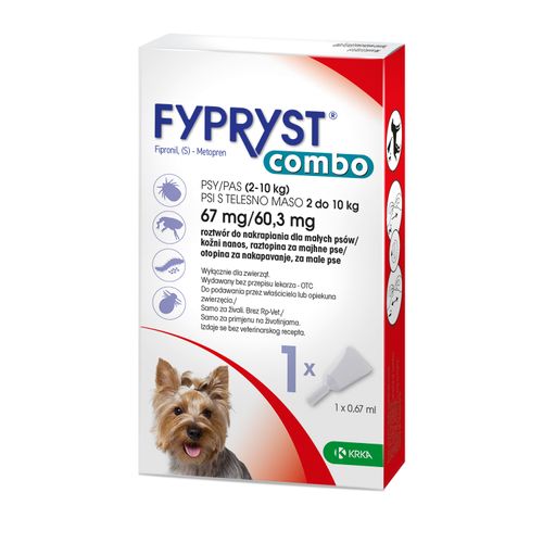Fypryst Combo 67mg/60,3mg- krople na pchły i kleszcze dla psów o wadze od 2 do 10kg