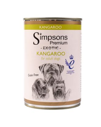 Simpsons Premium Exotic Kangaroo - bezzbożowa mokra karma dla dorosłych psów, z mięsa kangura i z warzywami - 400g