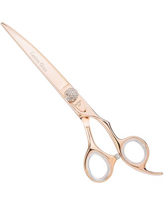 Geib Crystal Gold Scissors Curve - profesjonalne nożyczki groomerskie z japońskiej stali nierdzewnej, gięte