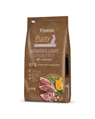 Fitmin Purity Senior & Light Lamb 12kg - pełnowartościowa, bezzbożowa karma dla psów z nadwagą oraz w podeszłym wieku, z jagnięciną