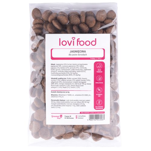 Lovi Food Jagnięcina  100g - próbka karmy dla psa, bezzbożowa dla dorosłego psa, z batatami i miętą 