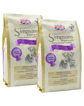 Simpsons Premium Senior/Light Chicken &amp; Brown Rice - karma dla psów, kurczak i brązowy ryż - 2x 12kg