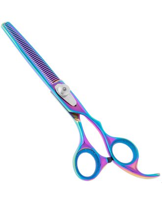 Geib Silver Rainbow Kiss Thinner 6,5" - wysokiej jakości degażówki jednostronne z tęczowym wykończeniem, 42 ząbki