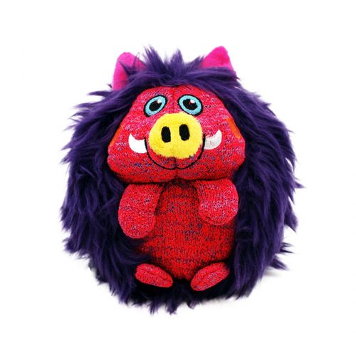 KONG ZigWigz Warthog M 14cm - włochata maskotka dla psa, guziec o unikalnej fakturze, z piszczałką