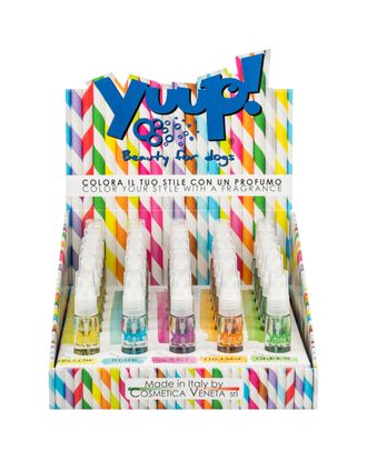 Yuup! Color Your Style 30 x 30ml - zestaw trzydziestu perfum (bez alkoholu) z ekspozytorem do dalszej odsprzedaży, 5 zapachów
