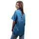 Tikima Lavezzi Shirt Blue - rozpinana bluza groomerska z krótkim rękawem, z haftem na plecach, niebieska