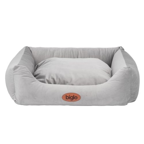 Biglo Velour Love Light Grey - eleganckie welurowe legowisko dla psa i kota, prostokątne jasnoszare