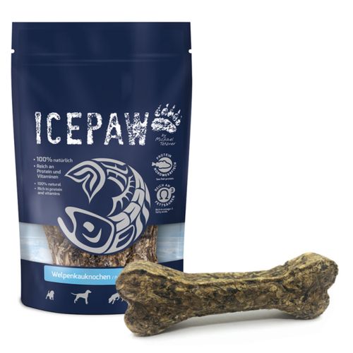 Icepaw Puppy Chewing Bones 4szt. - gryzaki dla szczeniąt i psów dorosłych, skóra z łososia i bydlęca