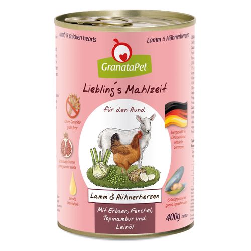 GranataPet Lamb & Chicken Hearts - bezzbożowa mokra karma dla psa - jagnięcina i serca z kurczaka