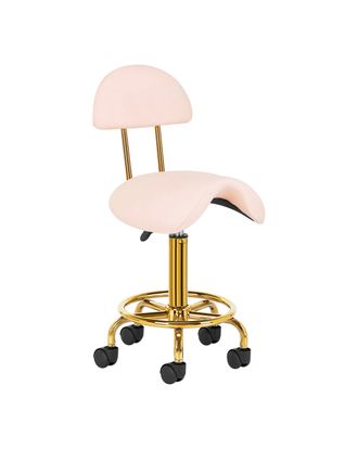 Activ 6001-G Gold Rose - złote krzesło groomerskie z profilowanym siedziskiem i oparciem, jasnoróżowe