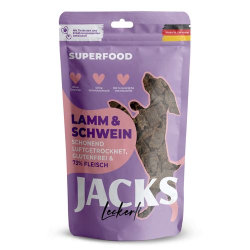 Jacks Leckerlie Superfood Lamm & Schwein 90g - smaczki dla psa, 73% jagnięciny i wieprzowiny