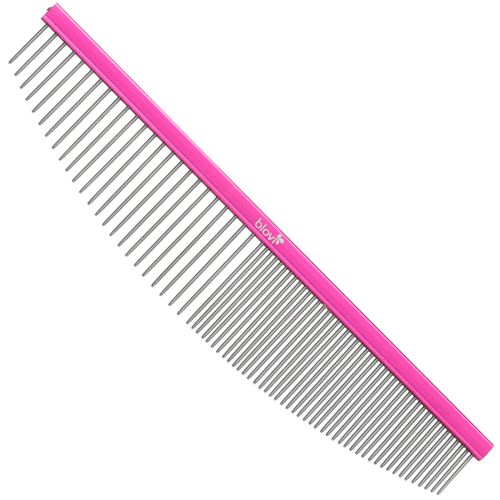 Blovi Ultralight Crescent Comb 16cm - bardzo lekki, półokrągły grzebień metalowy dla psa, mieszany rozstaw pinów (50/50)