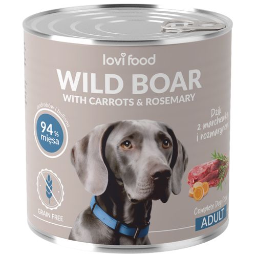 Lovi Food Wild Boar with Carrots 800g - mokra karma dla psa, z dzikiem, marchewką i rozmarynem
