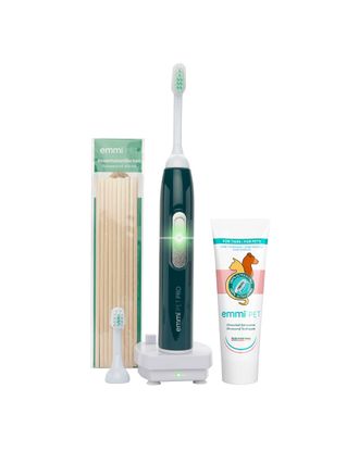 Emmi-Pet PRO Basic Set - szczoteczka ultradźwiękowa dla psa, bezgłośna, zestaw z 2 końcówkami