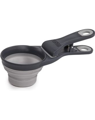 Dexas Collapsible KlipScoop 3w1 Large 473ml - składana miarka do karmy, z klipsem do zamykania worka, duża - Szary