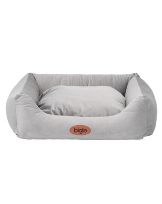 Biglo Bed Velur Love Light Grey - eleganckie welurowe legowisko dla psa i kota, prostokątne jasnoszare