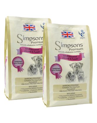 Simpsons Premium Adult Sensitive Chicken & Potato - karma dla wrażliwych psów, kurczak i ziemniaki - 2x 12kg