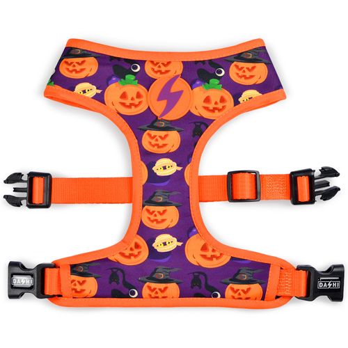 Dashi Pumpkin Neo Mesh Harness - bezuciskowe, dwustronne szelki dla psa, wzór w dynie Halloween
