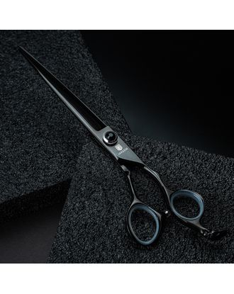 Jargem Black Skull Scissors 7" - nożyczki groomerskie proste z czarną powłoką i ozdobną rękojeścią