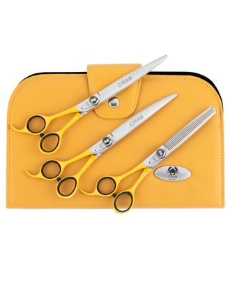 Geib Crab Lefty Scissors Set Level 1 8,5" - zestaw profesjonalnych nożyczek i degażówek z japońskiej stali nierdzewnej, 3 sztuki