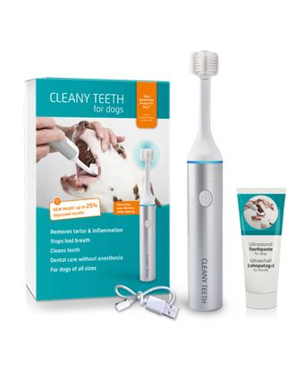 Cleany Teeth for Dogs Starter Pack 2.0 - szczoteczka ultradźwiękowa dla psa, do usuwania kamienia nazębnego, model 2024