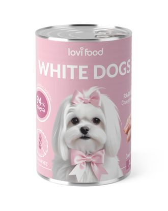 Lovi Food White Dogs Rabbit &amp; Turkey - mokra karma dla białych psów, królik z indykiem, cukinią i rumiankiem - 24x 400g