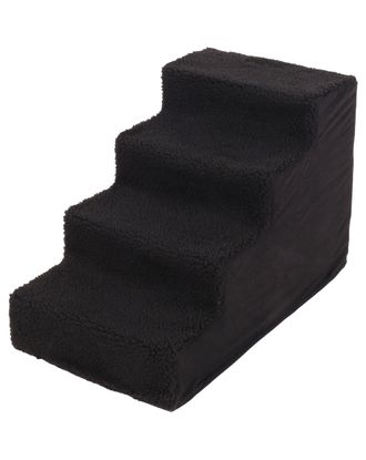 Flamingo Dog Step Tampa Black - schodki dla psa do 30kg, pluszowe pokrycie, czarne, 60x36x41cm