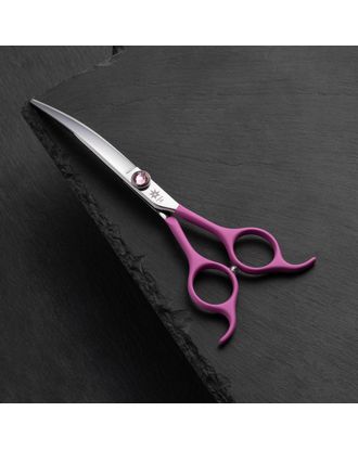 Blovi Amber Line Curved Scissors 6,5" - nożyczki groomerskie gięte z ozdobną śrubą, różowe