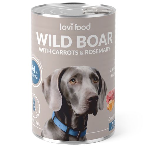 Lovi Food Wild Boar with Carrots 400g - mokra karma dla psa, z dzikiem, marchewką i rozmarynem