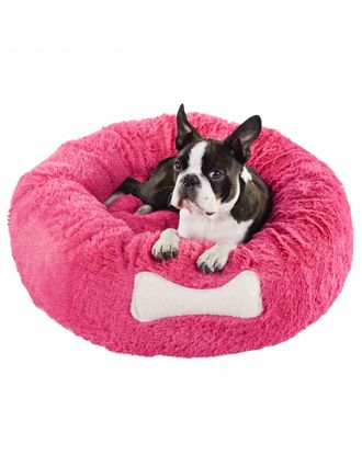 Blovi BEd plush Donut legowisko dla psa fuksja shaggy pixel