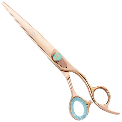 Kenchii Rose Offset Scissors - nożyczki groomerskie w kolorze rose gold, proste, z mikroszlifem
