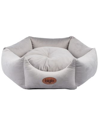 Biglo Velur Love Light Grey - eleganckie welurowe legowisko dla psa i kota, heksagon jasnoszary