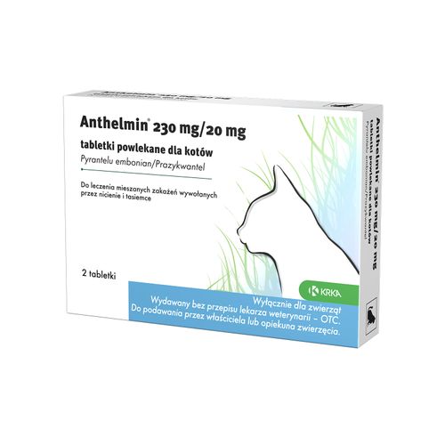 Anthelmin 230mg/20mg 2szt - tabletki odrobaczające dla kota